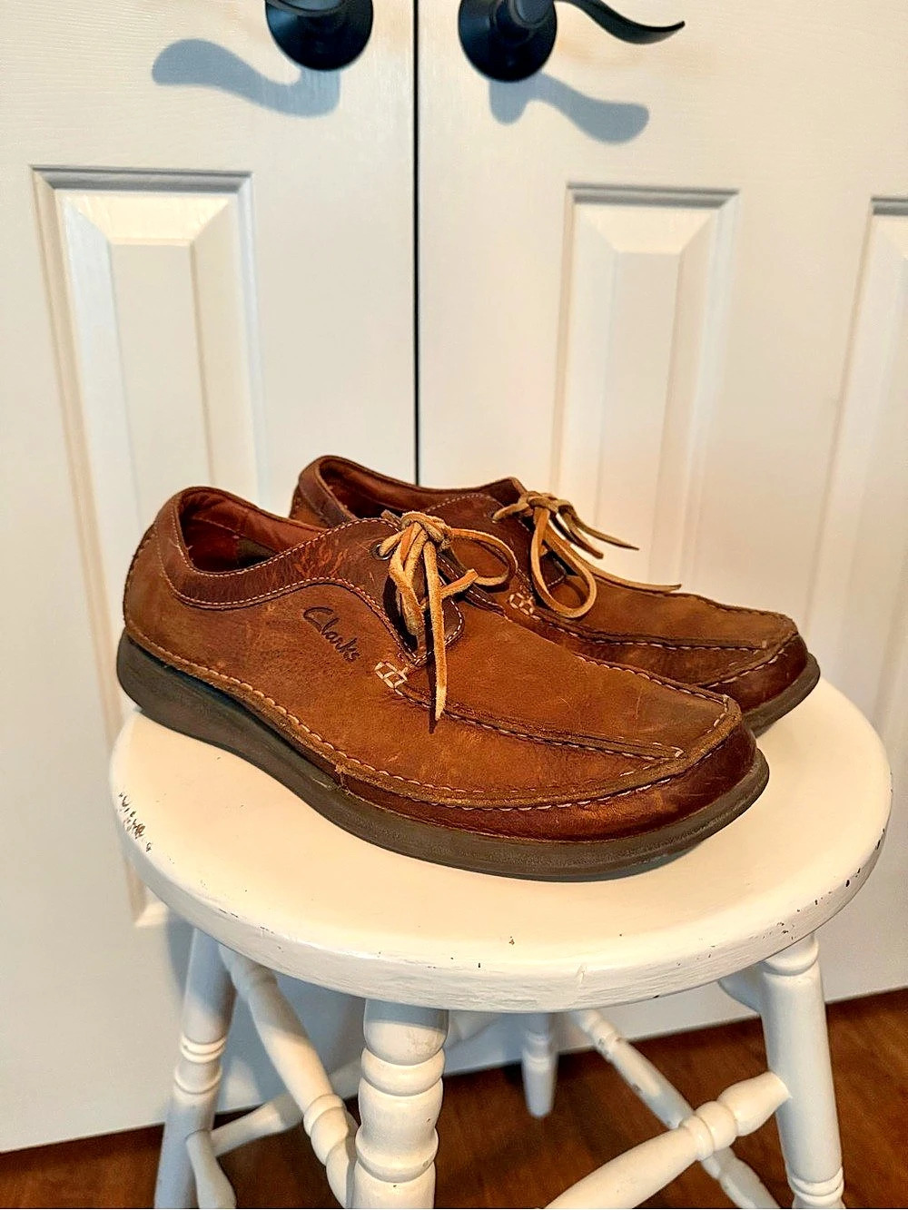 Clarks Men’s Brown Leather Lace-Up Casual Shoes 11.5M #35512